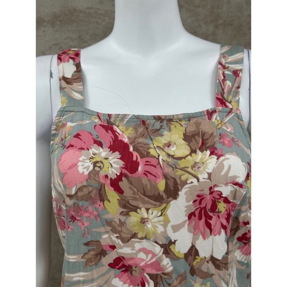 Islander Dress Womens 8 Tan Pink Sleeveless Floral‎ Tropical Hawaiian Vacation - Picture 2 of 10